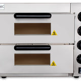 Beeketal 'BPO33-2' Profi Doppel Kammer Pizzaofen mit 2x 400x400 mm Schamottstein mit Pizzaschaufel, Gastro Steinbackofen für Pizza und Backwaren, Leistung 3000W, Pizzabackofen Temperatur bis zu 350°C