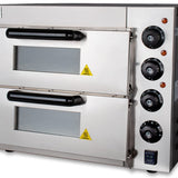 Beeketal 'BPO33-2' Profi Doppel Kammer Pizzaofen mit 2x 400x400 mm Schamottstein mit Pizzaschaufel, Gastro Steinbackofen für Pizza und Backwaren, Leistung 3000W, Pizzabackofen Temperatur bis zu 350°C