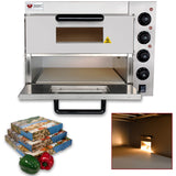 Beeketal 'BPO33-2' Profi Doppel Kammer Pizzaofen mit 2x 400x400 mm Schamottstein mit Pizzaschaufel, Gastro Steinbackofen für Pizza und Backwaren, Leistung 3000W, Pizzabackofen Temperatur bis zu 350°C