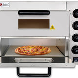 Beeketal 'BPO33-2' Profi Doppel Kammer Pizzaofen mit 2x 400x400 mm Schamottstein mit Pizzaschaufel, Gastro Steinbackofen für Pizza und Backwaren, Leistung 3000W, Pizzabackofen Temperatur bis zu 350°C