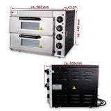 Beeketal 'BPO33-2' Profi Doppel Kammer Pizzaofen mit 2x 400x400 mm Schamottstein mit Pizzaschaufel, Gastro Steinbackofen für Pizza und Backwaren, Leistung 3000W, Pizzabackofen Temperatur bis zu 350°C