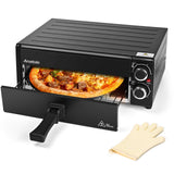 Anatole Pizzaöfen Elektrisch 12" 1800W Pizza Maker Indoor Zeit Temperatur Einstellbar Pizzamaschine Multifunktional mit Abnehmbar Grill Krume Tray