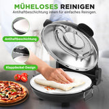 NutriChef Elektrischer Pizzaofen, 30,5 cm Arbeitsplatte, mit Temperaturkontrolle und Thermometer, Sichtfenster für präzises Kochen, Erhitzen bis zu 800 F, Antihaftstein, Schwarz