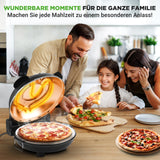 NutriChef Elektrischer Pizzaofen, 30,5 cm Arbeitsplatte, mit Temperaturkontrolle und Thermometer, Sichtfenster für präzises Kochen, Erhitzen bis zu 800 F, Antihaftstein, Schwarz