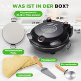 NutriChef Elektrischer Pizzaofen, 30,5 cm Arbeitsplatte, mit Temperaturkontrolle und Thermometer, Sichtfenster für präzises Kochen, Erhitzen bis zu 800 F, Antihaftstein, Schwarz