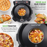 NutriChef Elektrischer Pizzaofen, 30,5 cm Arbeitsplatte, mit Temperaturkontrolle und Thermometer, Sichtfenster für präzises Kochen, Erhitzen bis zu 800 F, Antihaftstein, Schwarz